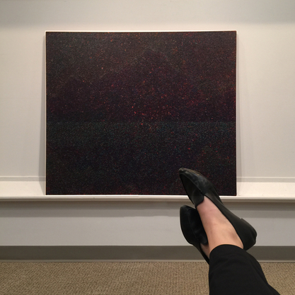 Evlyne appreciating Catharine MacTavish’s Night Scape #2 (1978)