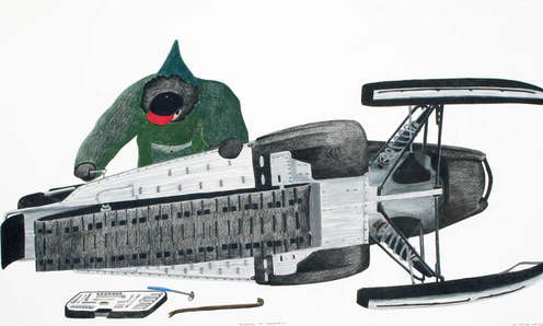 Image of Repairing the Snowmobile (2008) by Timootie Pitsiulak