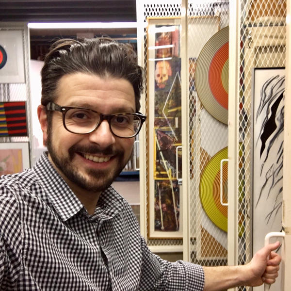 Claudio Marzano in the Art Bank presentation racks