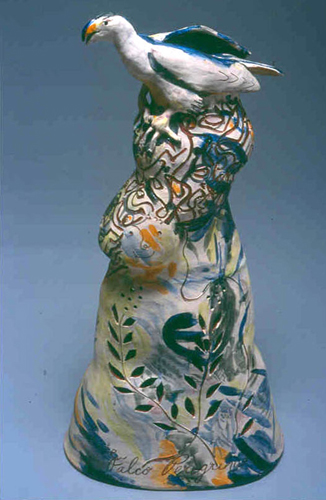 Image of Mimi Cabri's ceramic sculpture, Falco Feregrinus (2004)